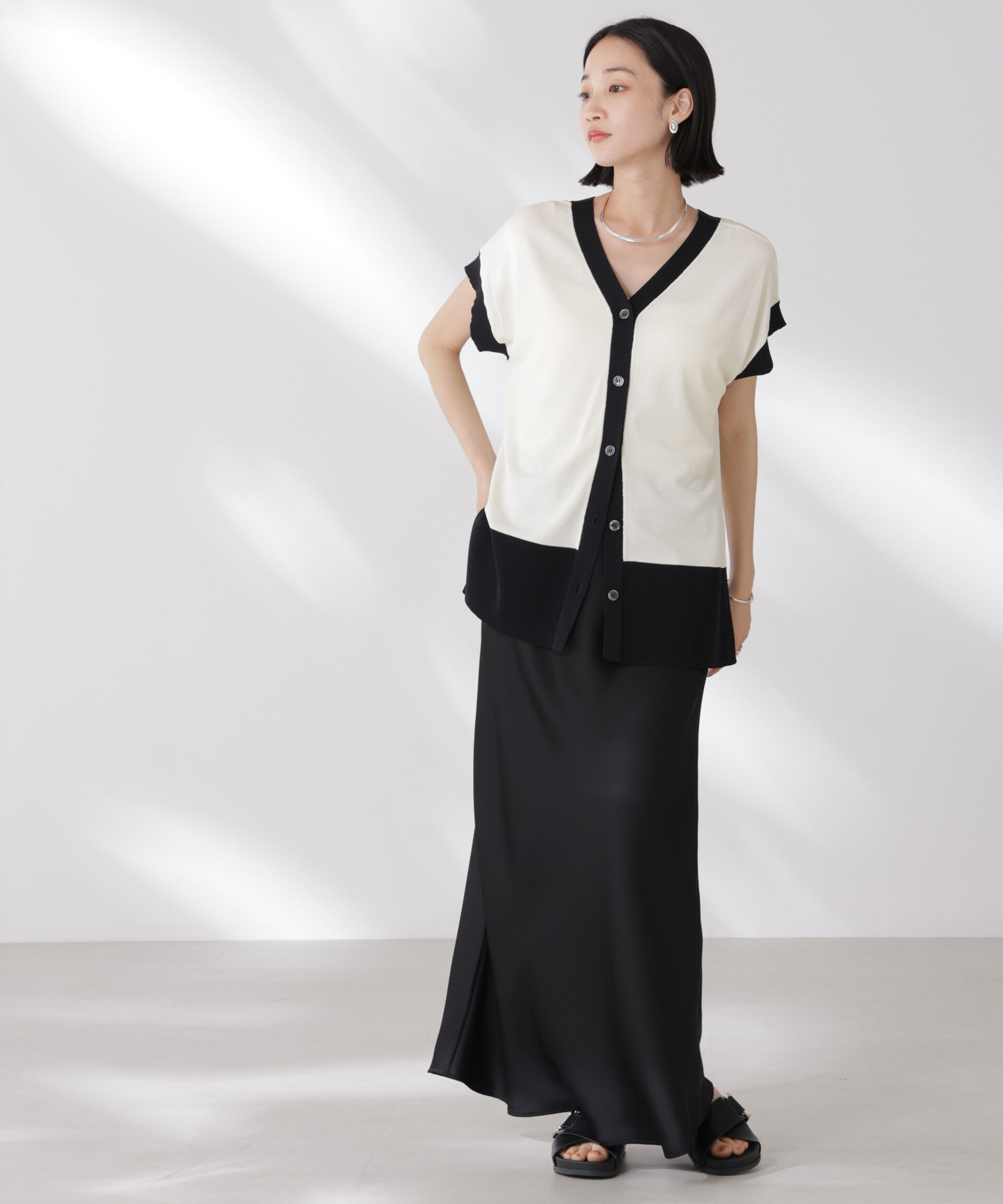 nano･universe「多機能強撚前後2wayフレンチスリーブニット」|ニット・セーター|