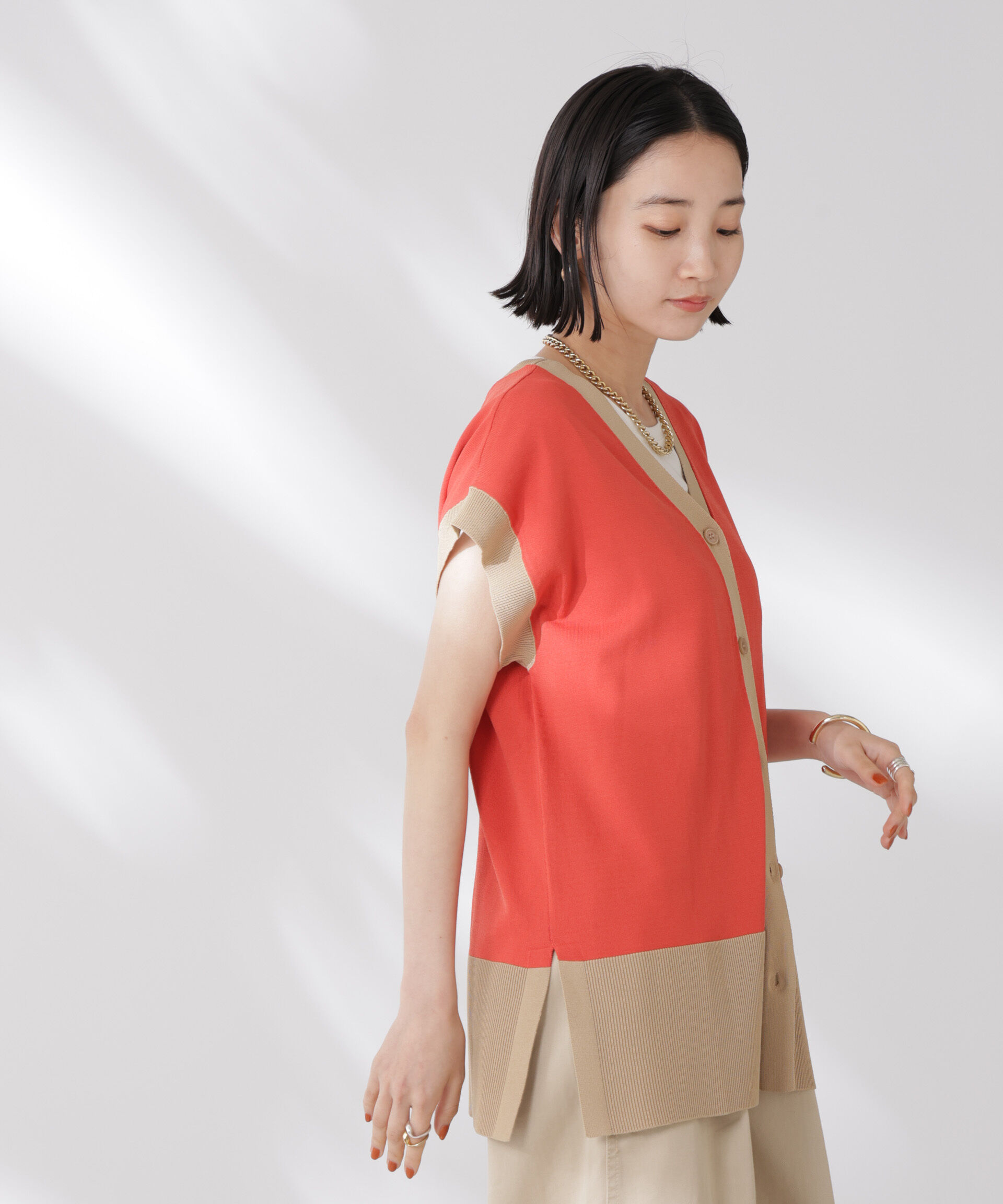 nano･universe「多機能強撚前後2wayフレンチスリーブニット」|ニット・セーター|