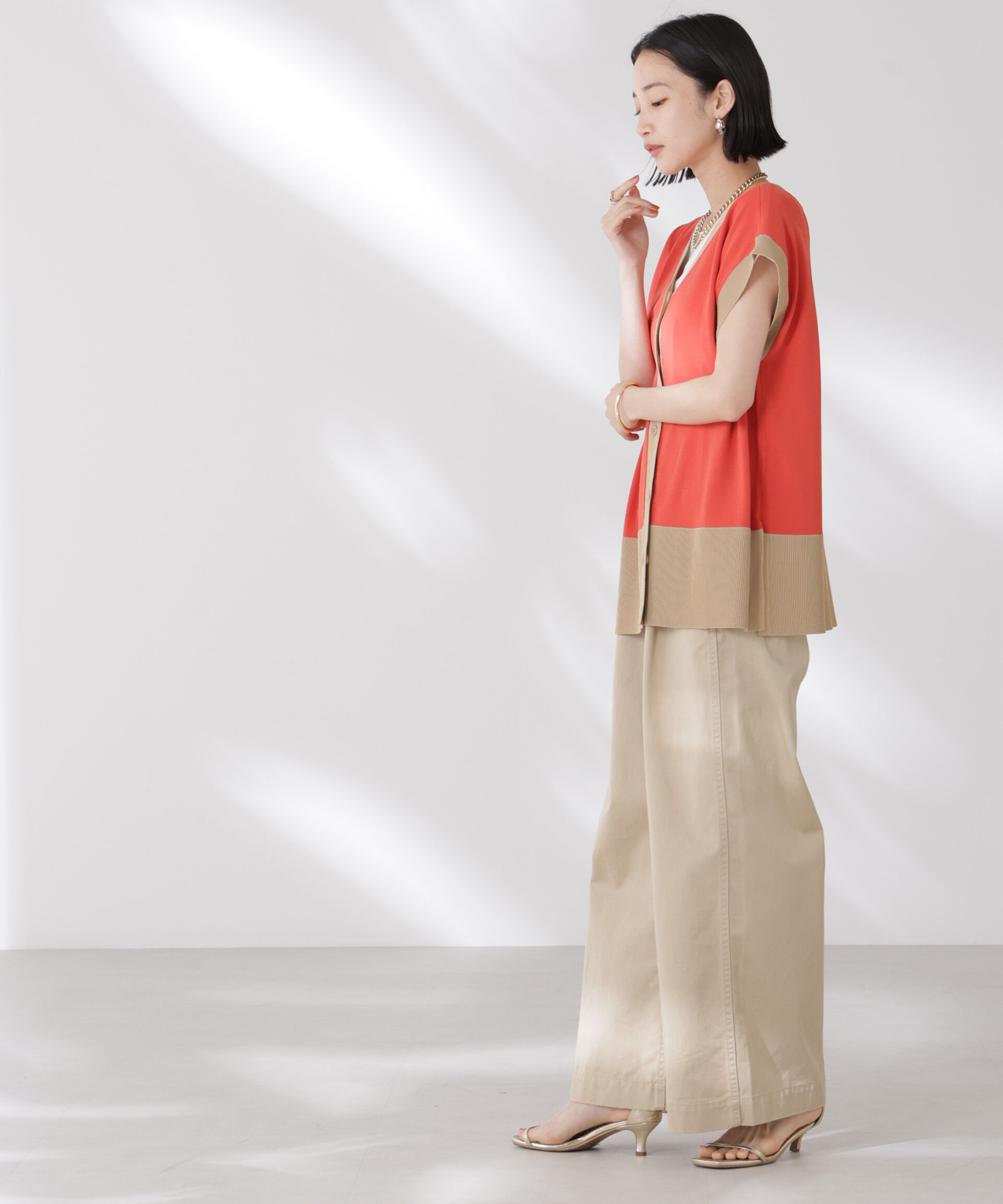 nano･universe「多機能強撚前後2wayフレンチスリーブニット」|ニット・セーター|