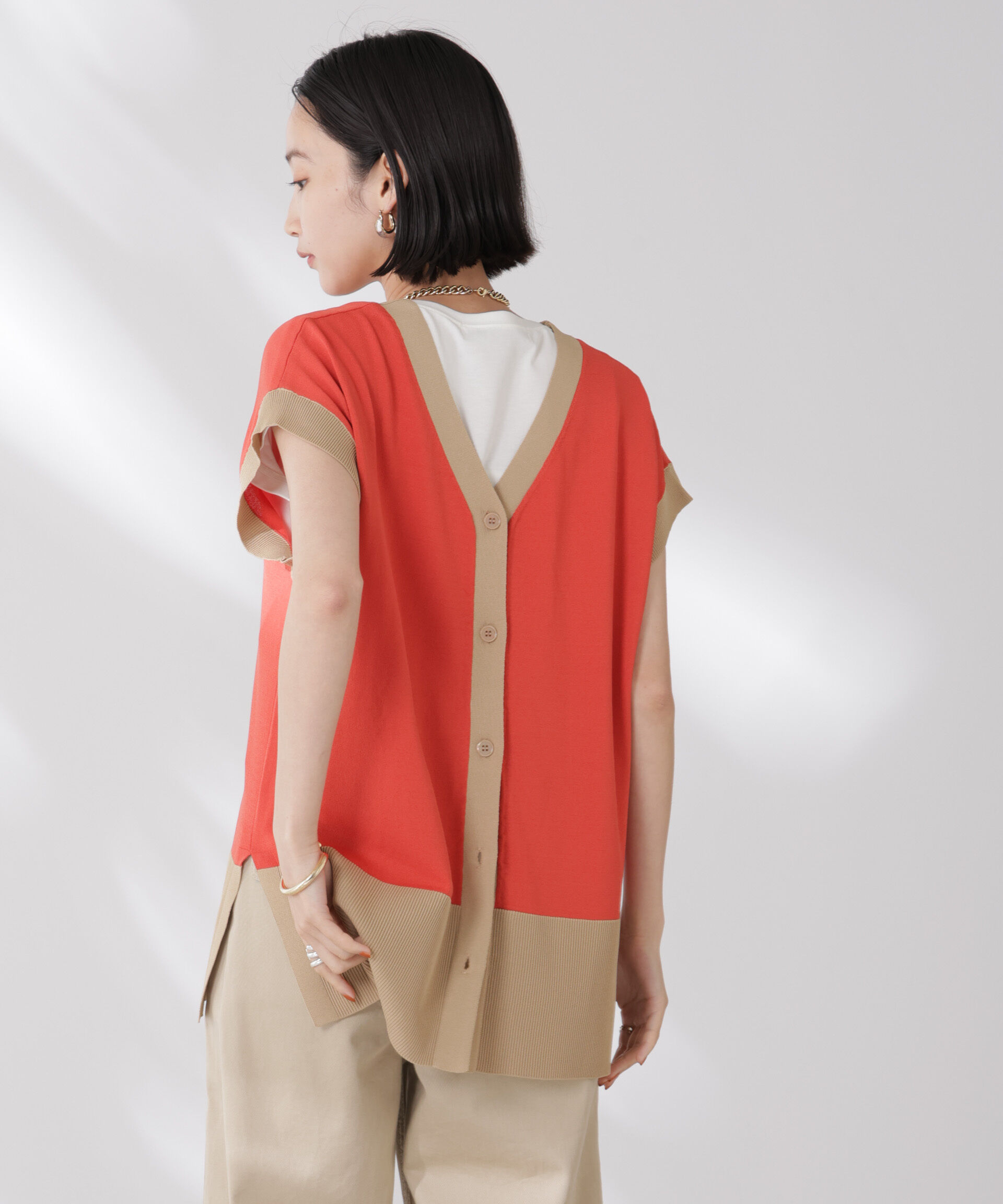 nano･universe「多機能強撚前後2wayフレンチスリーブニット」|ニット・セーター|