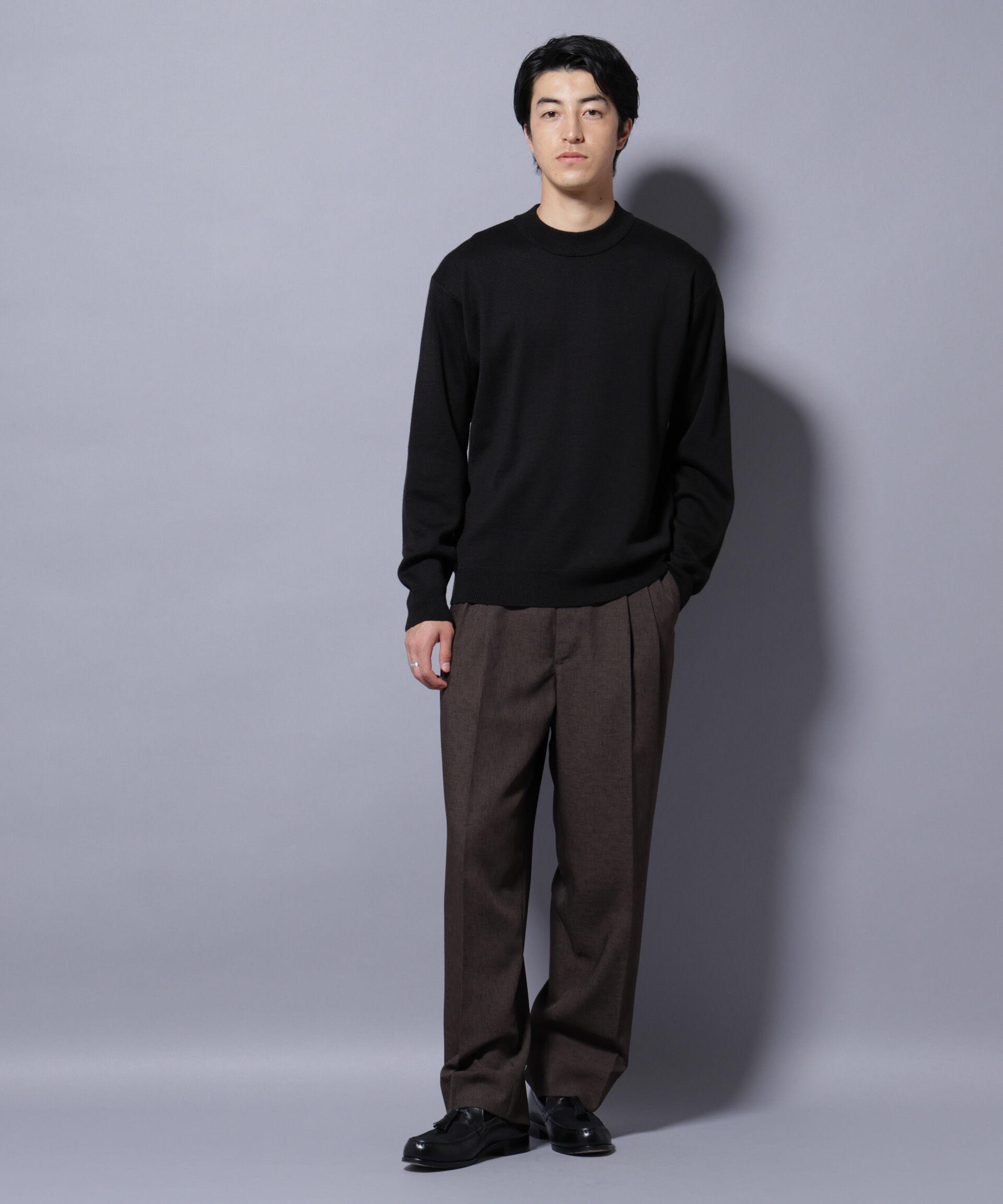 nano･universe「タスマニアウールミックス ミラノリブリラックスモックネックニット」|ニット・セーター|