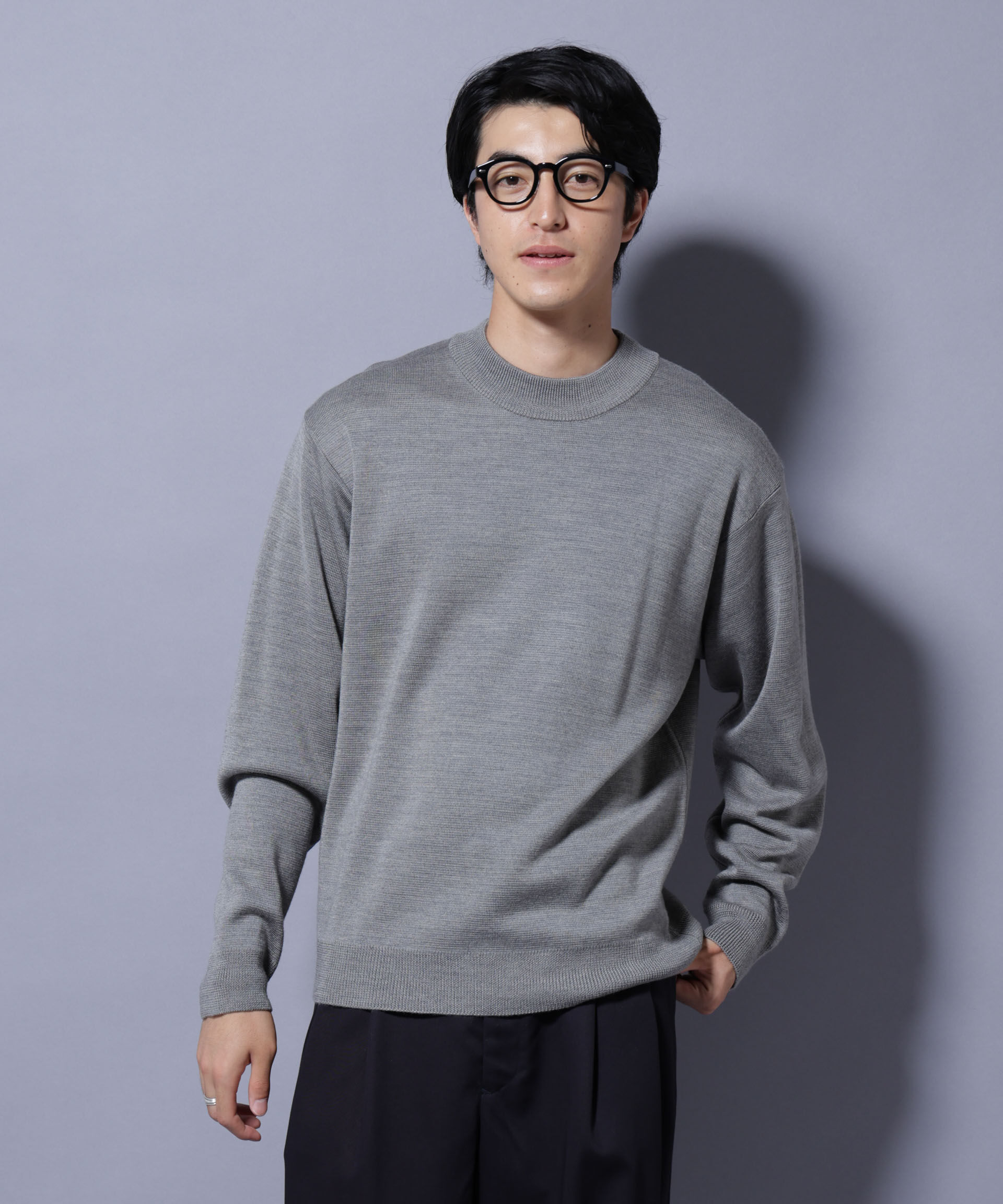 nano･universe「タスマニアウールミックス ミラノリブリラックスモックネックニット」|ニット・セーター|