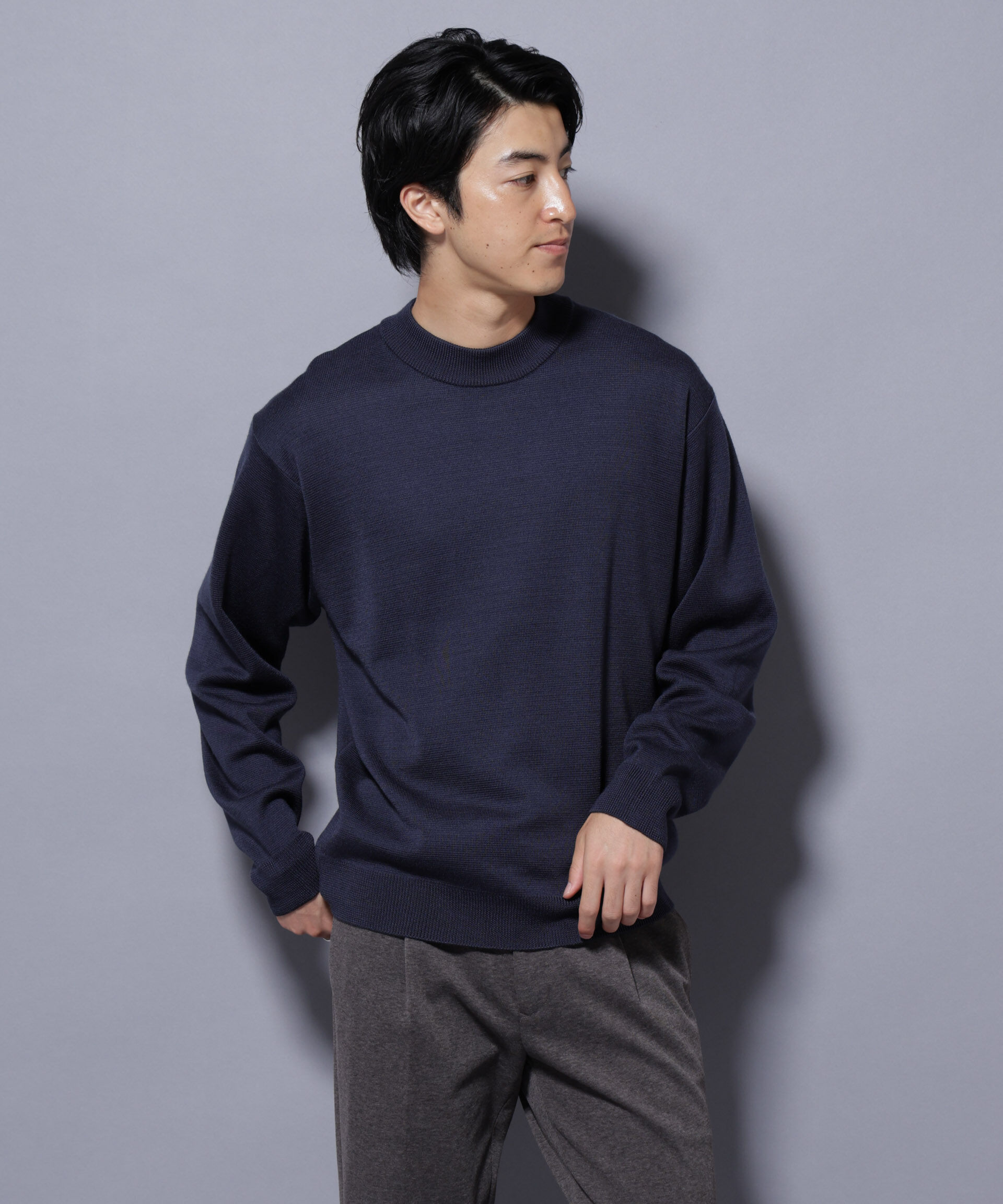 nano･universe「タスマニアウールミックス ミラノリブリラックスモックネックニット」|ニット・セーター|