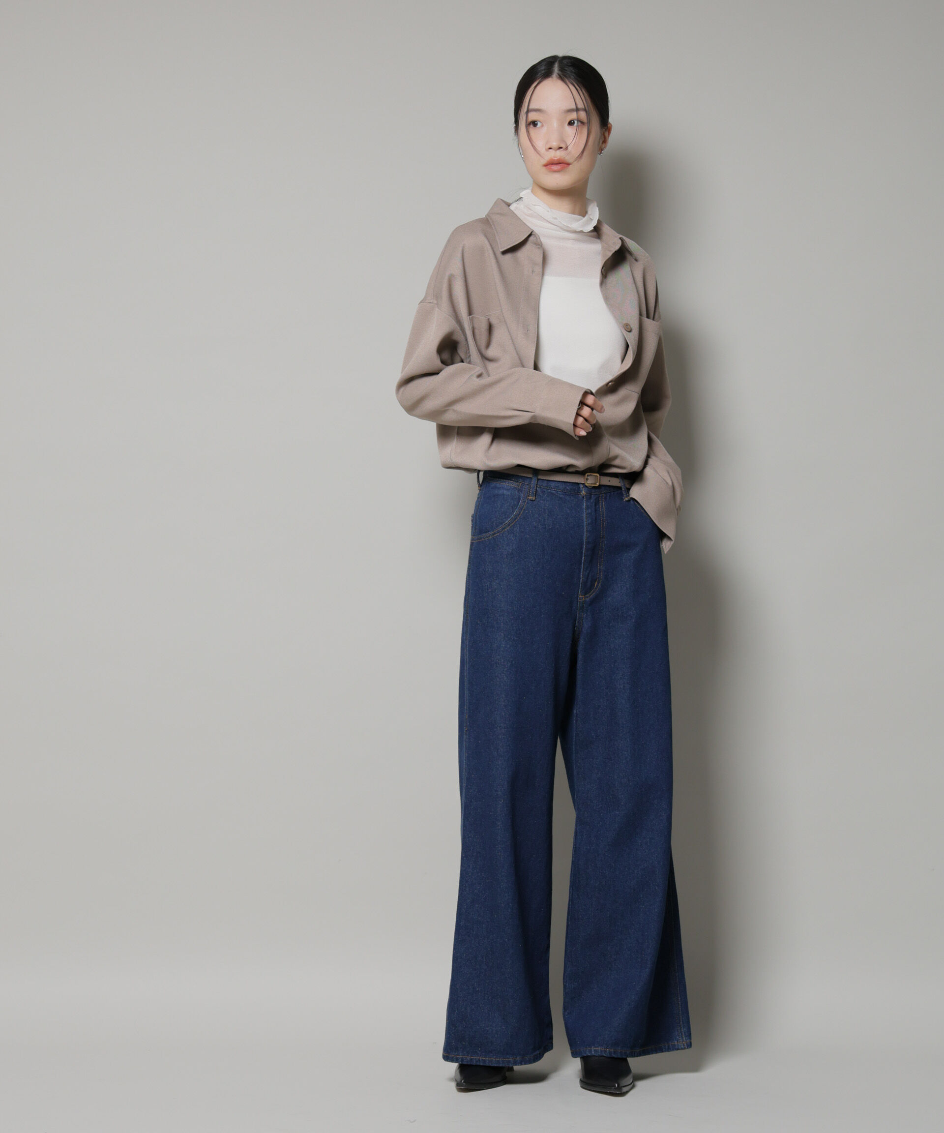 nano･universe「ウールライクポリエステルワイドシルエットシャツ(セットアップ可)」|シャツ・ブラウス|