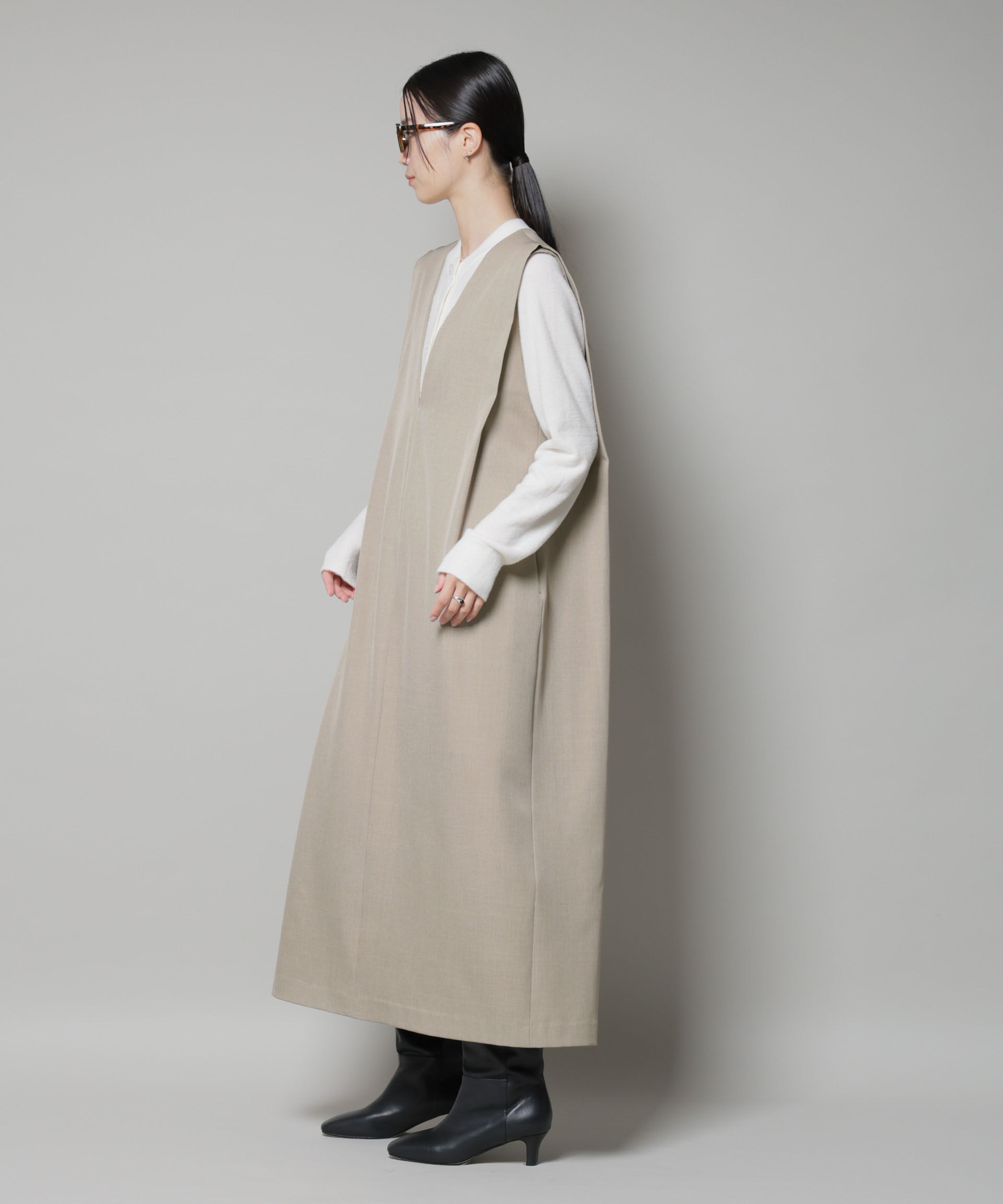 nano･universe「ショルダータックVネックワンピース」|ワンピース|