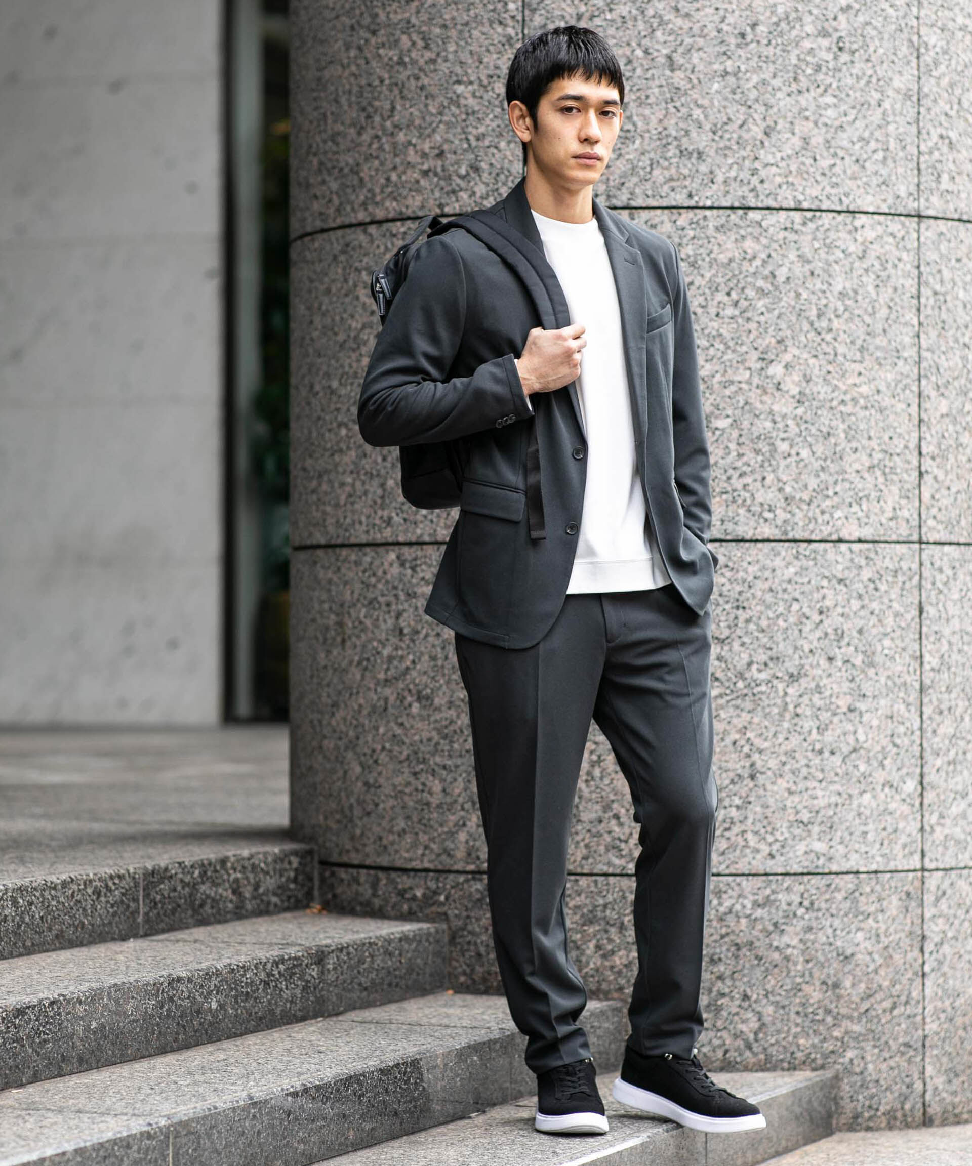 nano･universe「｢Damerino Pack｣for Jet Setter ブークレージャージセットアップ」|スーツ|チャコール3