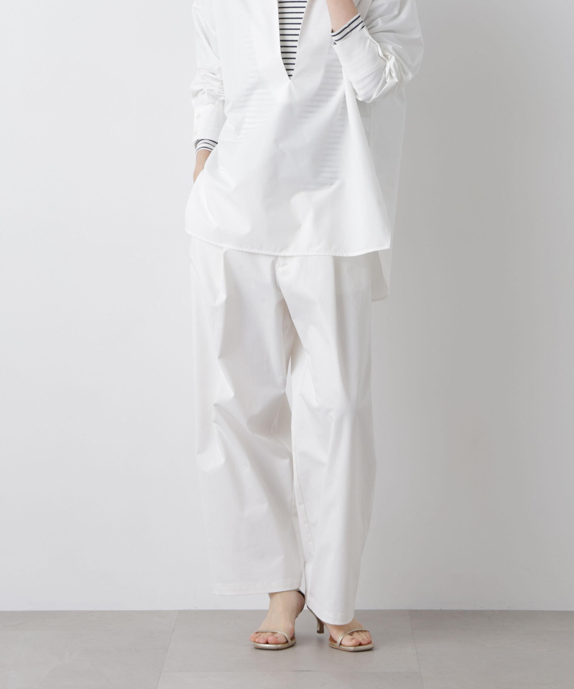 nano･universe「ツイルストレッチワンタックパンツ」|チノ|