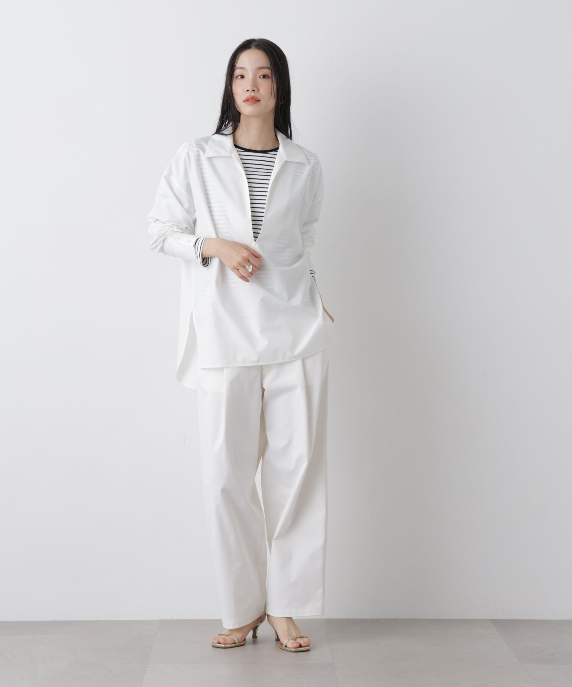 nano･universe「ツイルストレッチワンタックパンツ」|チノ|