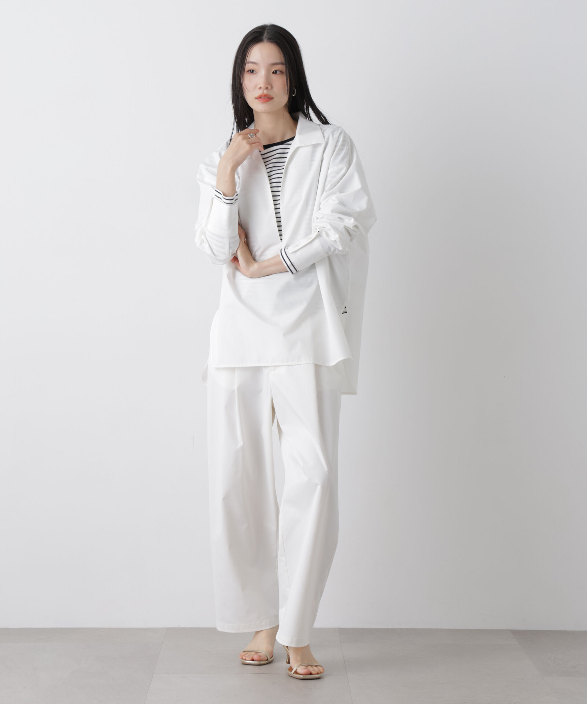 nano･universe「ツイルストレッチワンタックパンツ」|チノ|