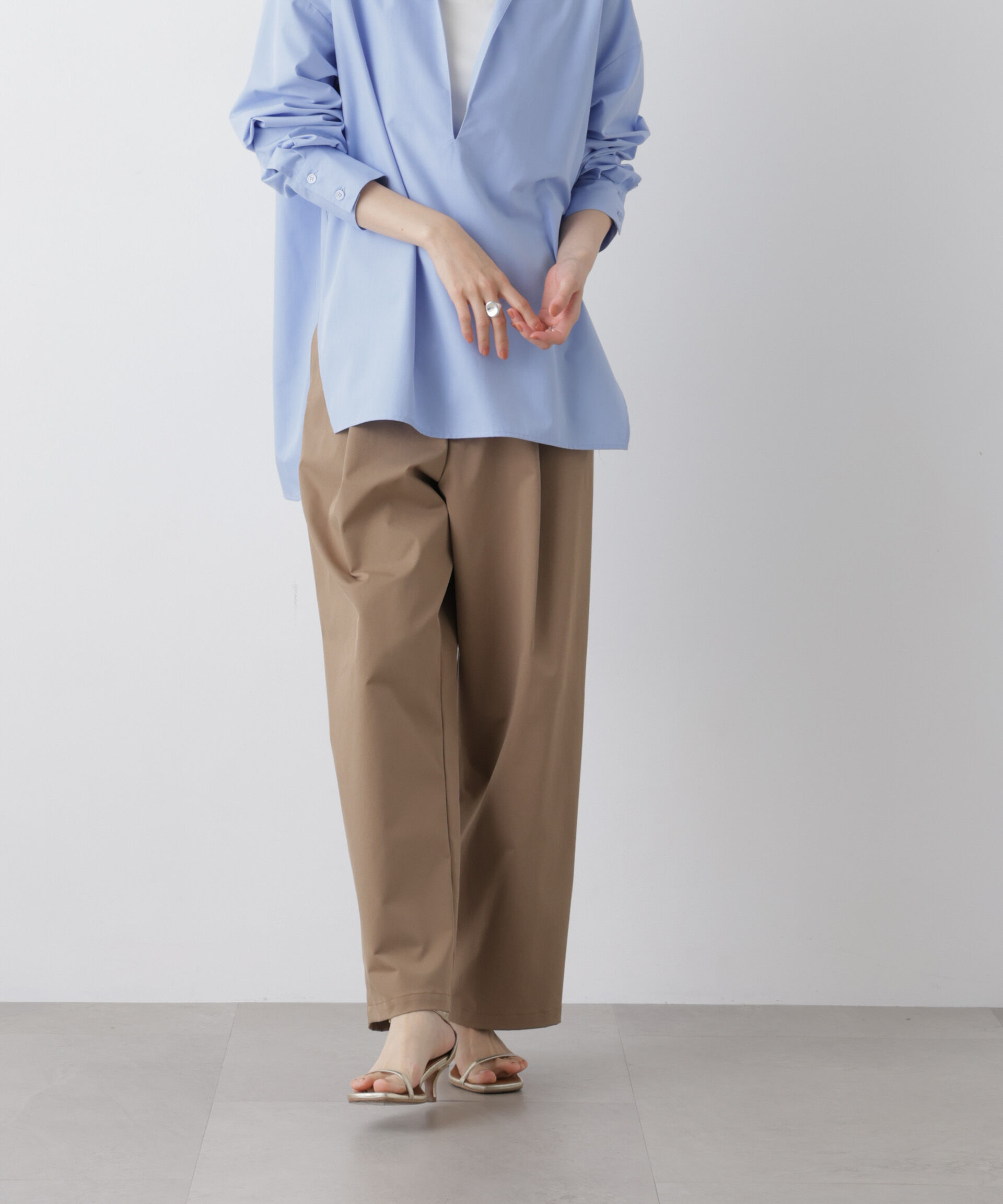 nano･universe「ツイルストレッチワンタックパンツ」|チノ|