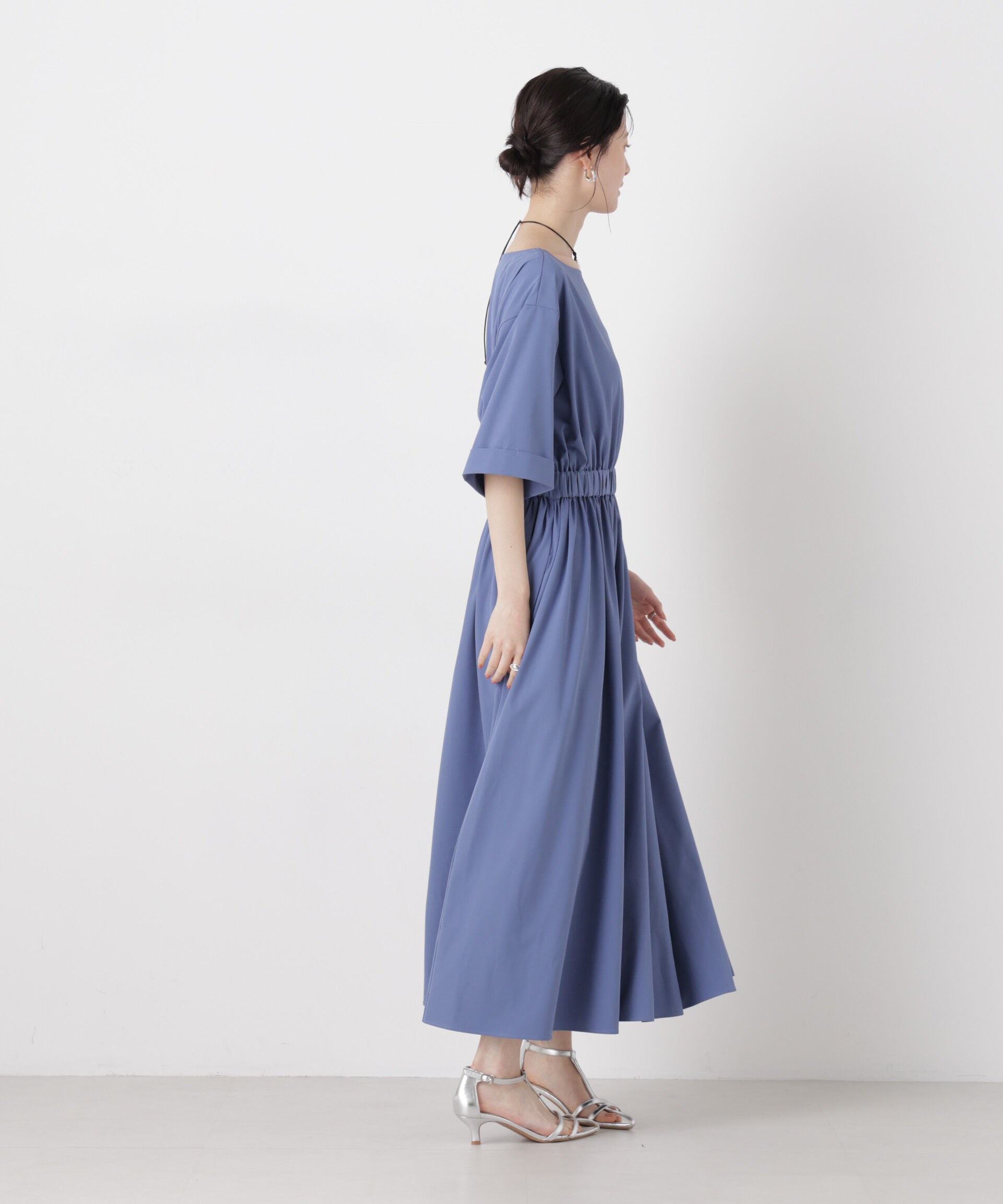 nano･universe「ウエストギャザーボートネックワンピース」|ワンピース|