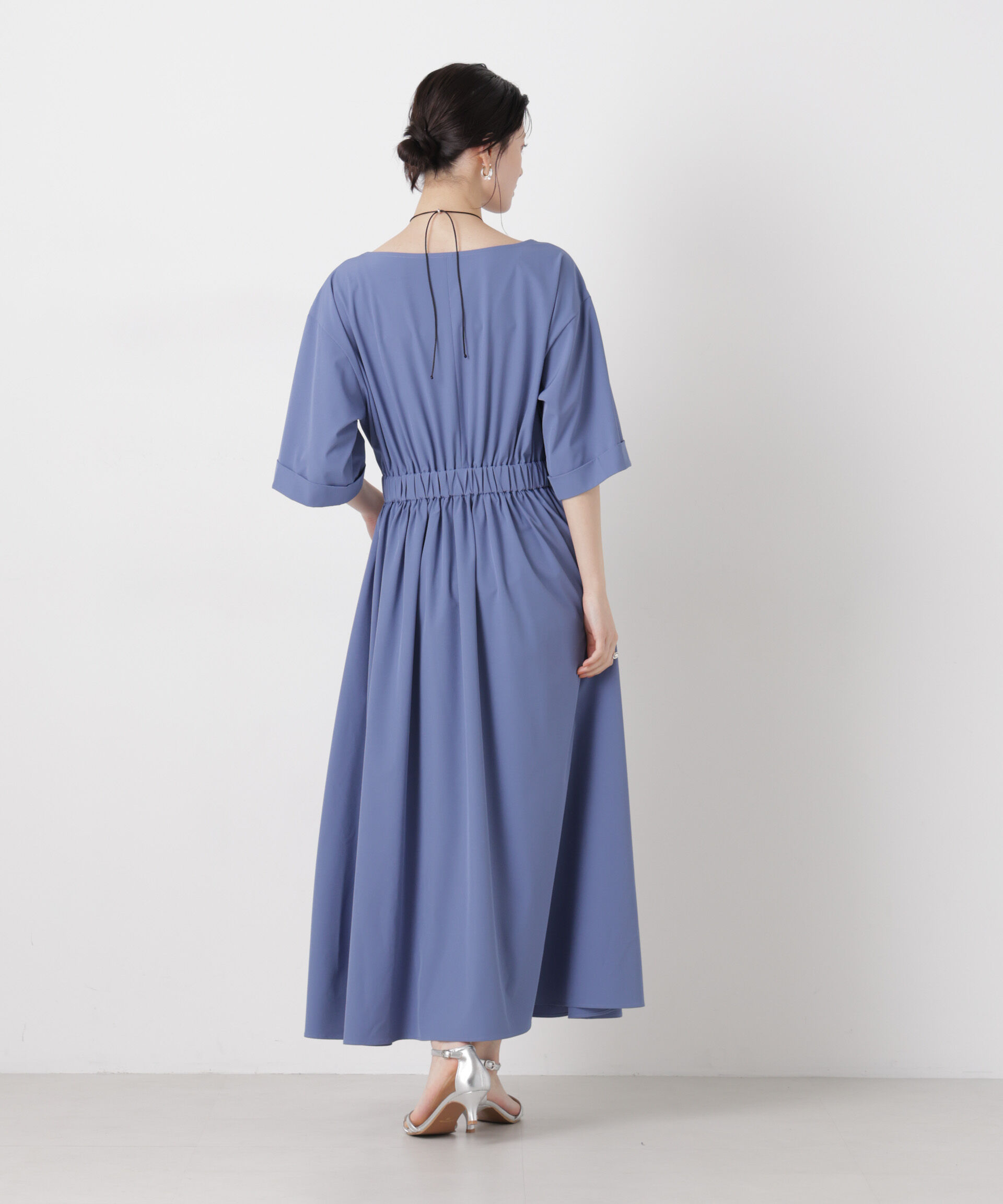 nano･universe「ウエストギャザーボートネックワンピース」|ワンピース|