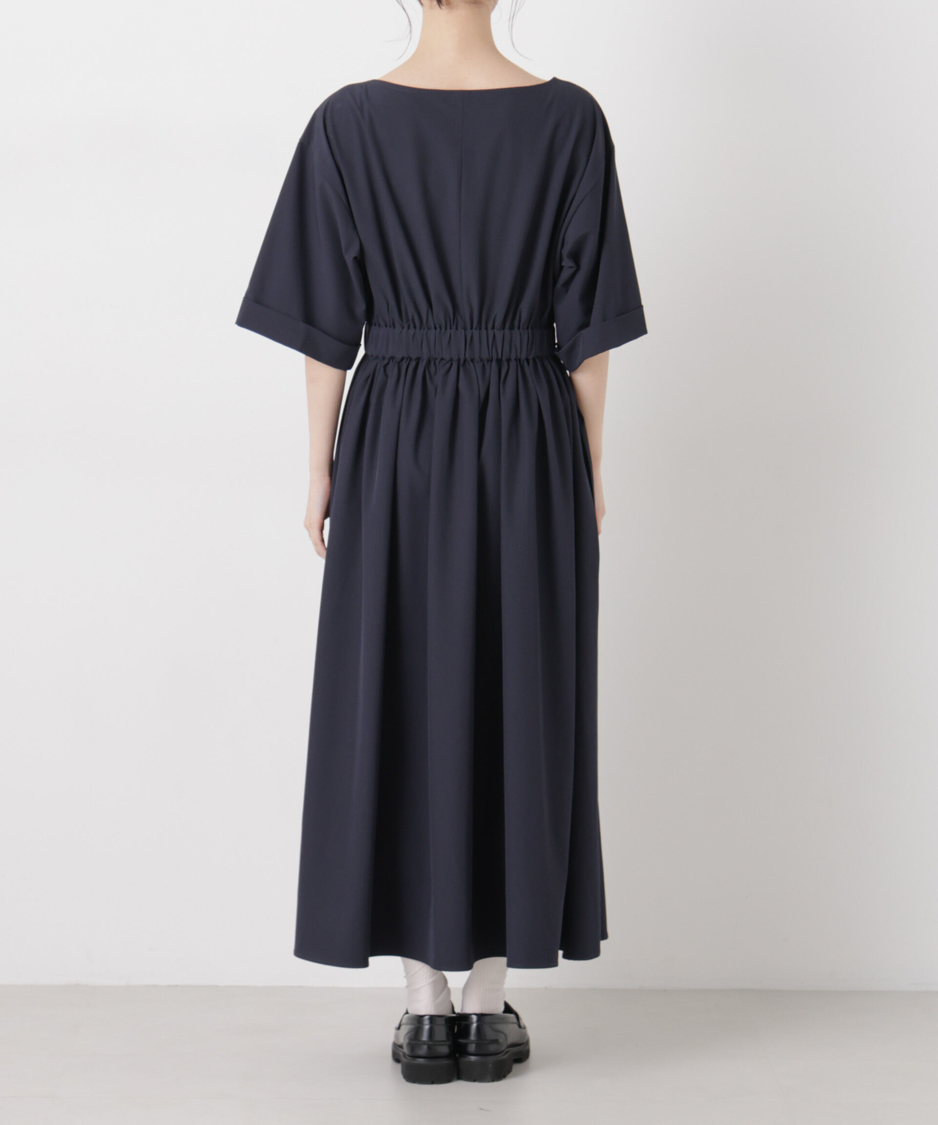 nano･universe「ウエストギャザーボートネックワンピース」|ワンピース|