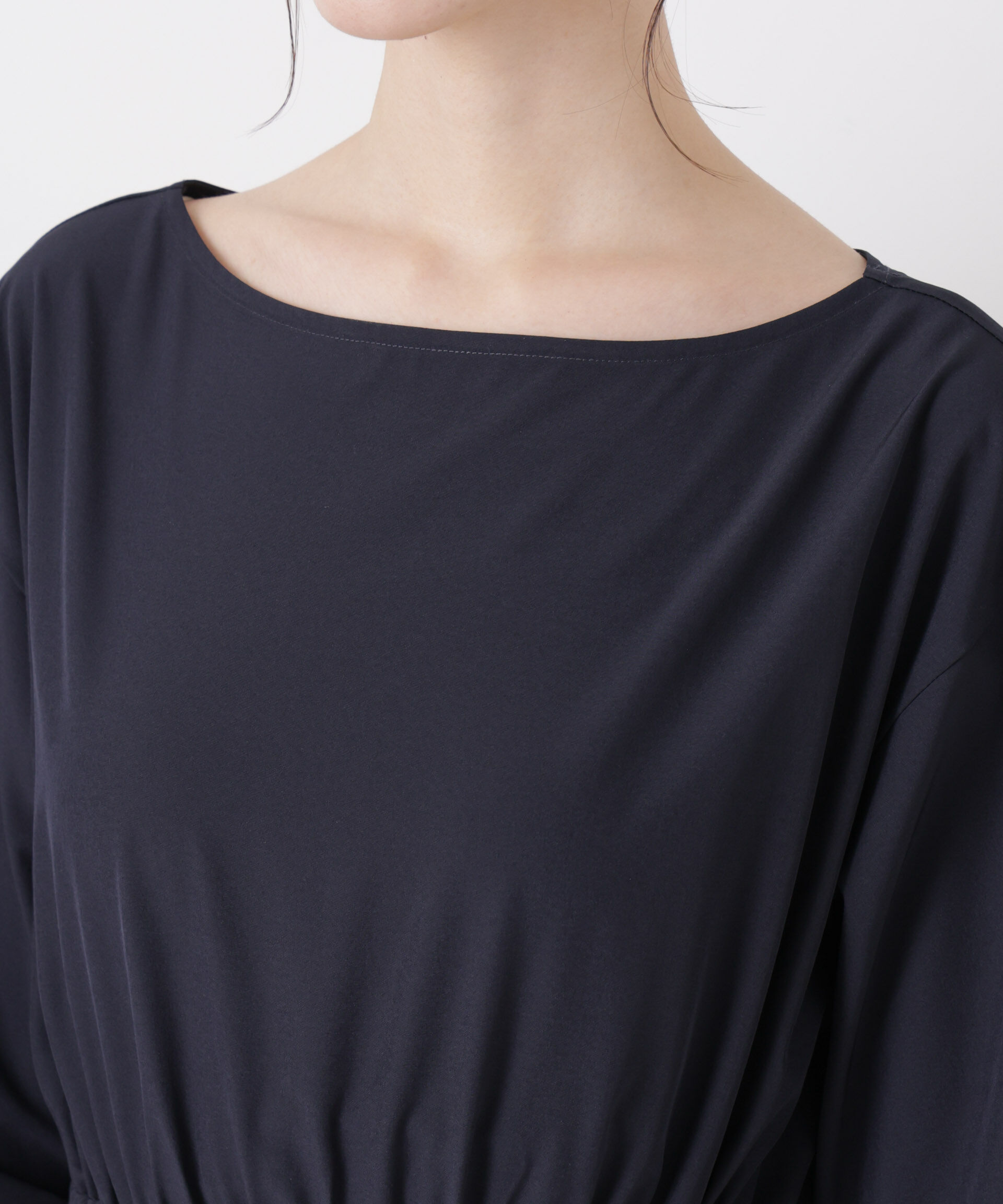 nano･universe「ウエストギャザーボートネックワンピース」|ワンピース|