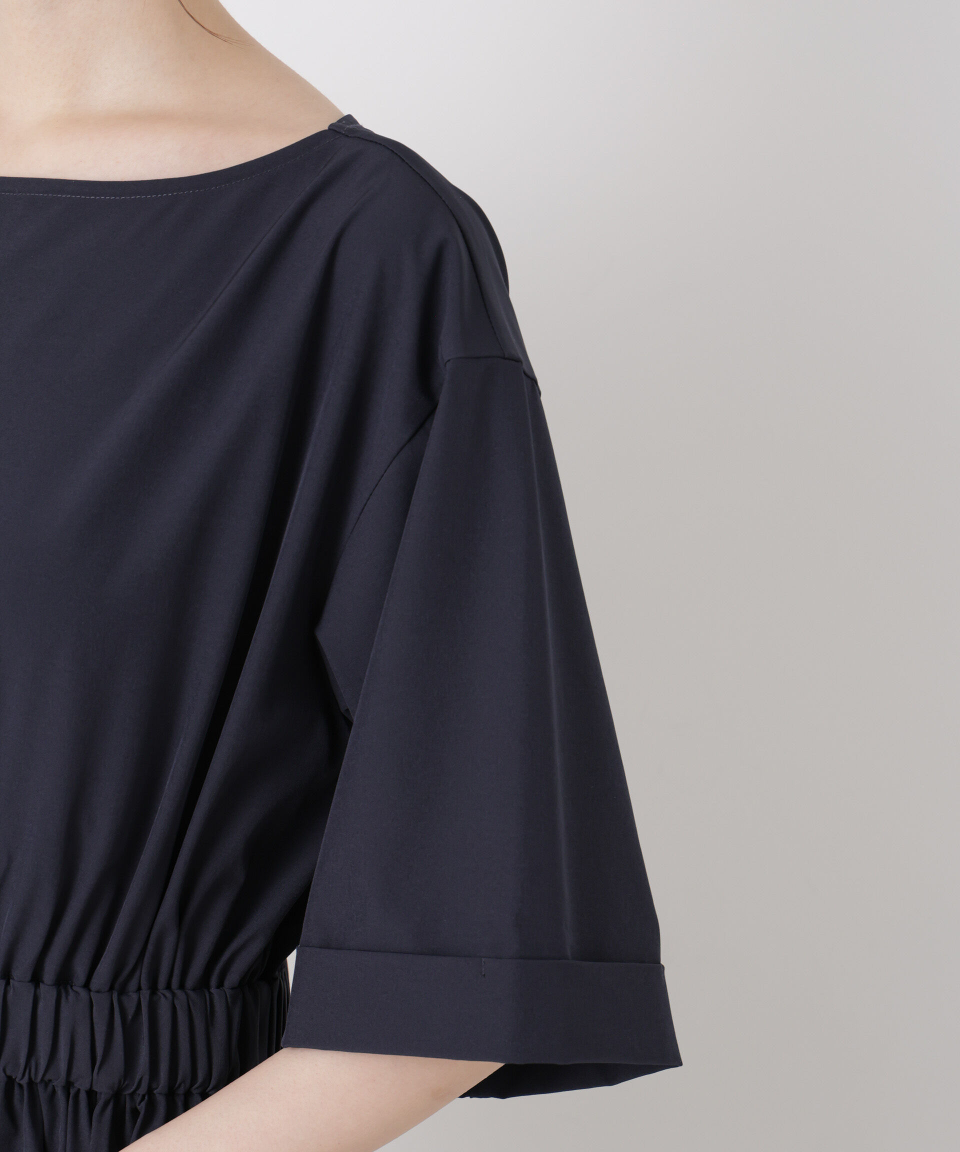 nano･universe「ウエストギャザーボートネックワンピース」|ワンピース|