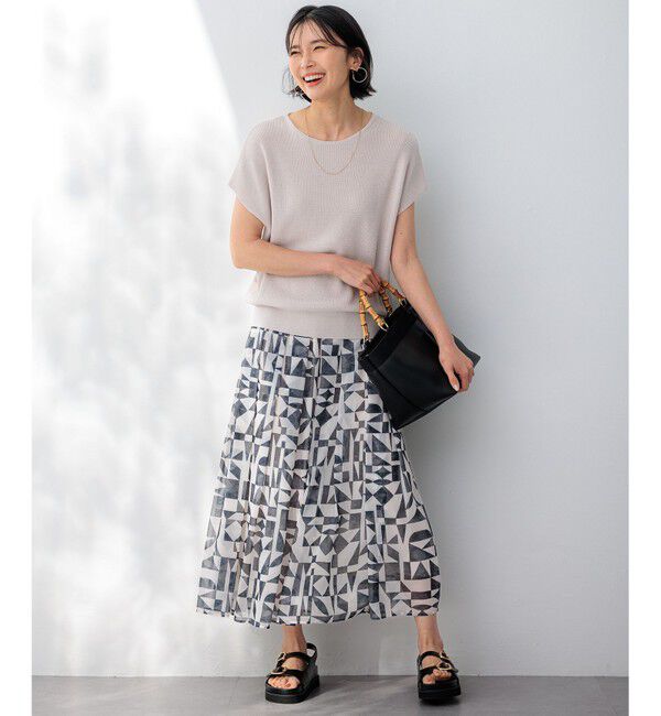 23区「【洗える】Ratti ウォールプリント フレアスカート」|スカート|