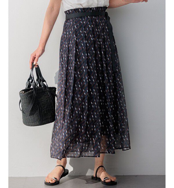 23区「【洗える】Ratti ウォールプリント フレアスカート」|スカート|ﾌﾞﾗｳﾝﾌ