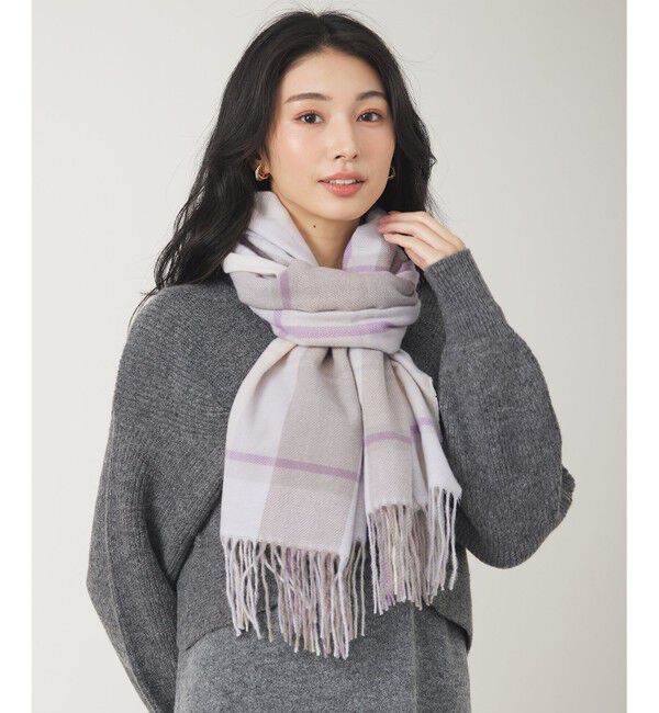 ANY SIS「【洗える】フワリーチェック ストール」|マフラー|モノトーン