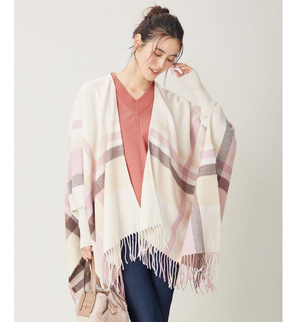 any SiS「チェック ポンチョ」|ストール|ﾋﾟﾝｸ系ﾁ