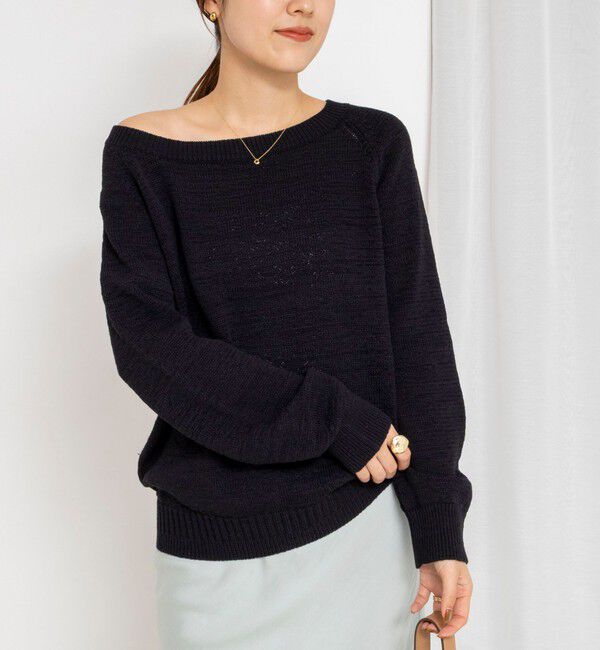 Rie Miller「《手洗い可能》ボートネックプルオーバーテープヤーン」|ニット・セーター|ブラック