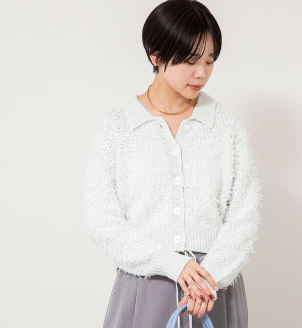 NOLLEY'S sophi「《手洗い可能》ファンシーヤーンポロ衿カーディガンジャケット」|カーディガン|