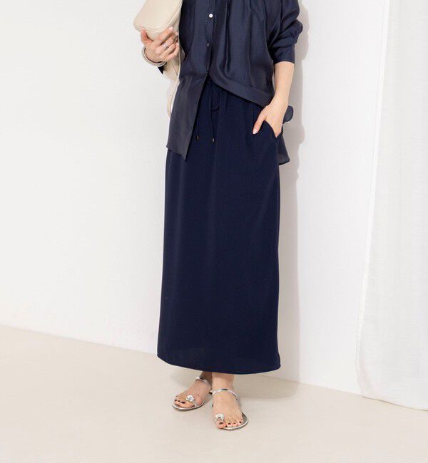 NOLLEY'S「ウォッシャブルハイスペックサテンロングスカート」|フレア|