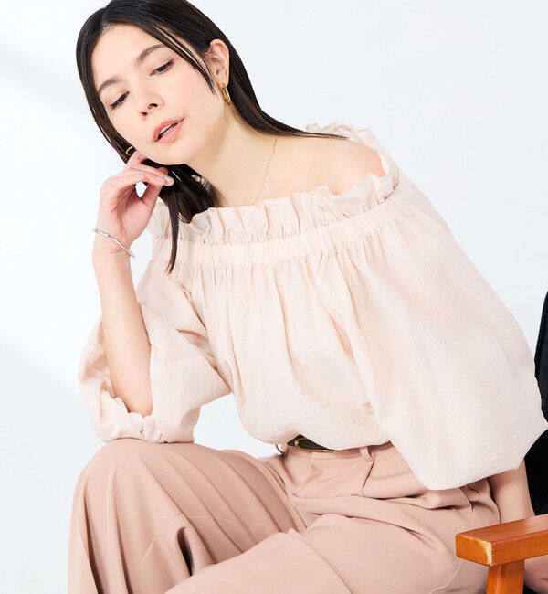 NOLLEY'S sophi「ウォッシャブルシアーシルクワッシャーオフショルブラウス」|シャツ・ブラウス|ベビーピンク