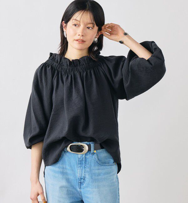 NOLLEY'S sophi「ウォッシャブルシアーシルクワッシャーオフショルブラウス」|シャツ・ブラウス|ブラック