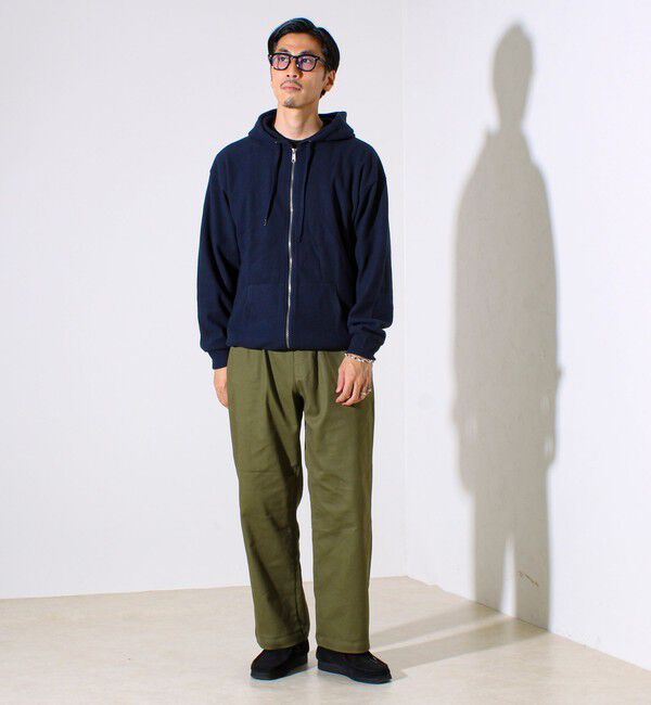 GLOSTER「【レイヤードに最適】起毛ワッフル 裾ドロストジップパーカー」|パーカー|