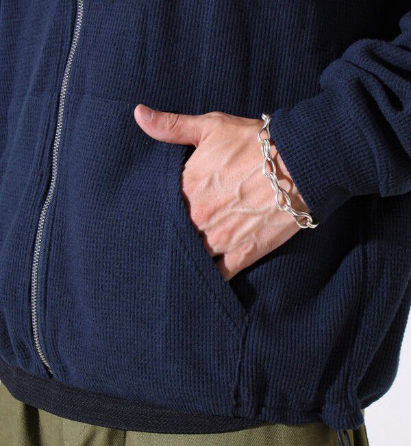 GLOSTER「【レイヤードに最適】起毛ワッフル 裾ドロストジップパーカー」|パーカー|