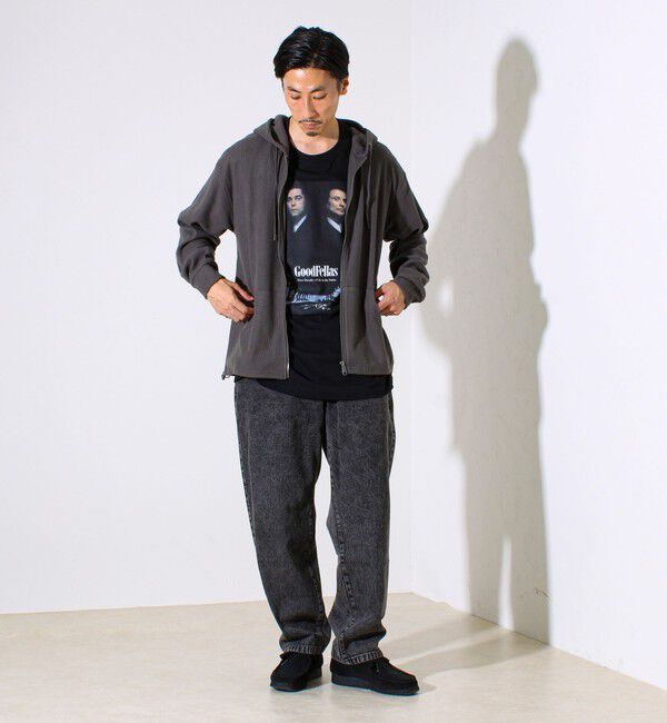 GLOSTER「【レイヤードに最適】起毛ワッフル 裾ドロストジップパーカー」|パーカー|