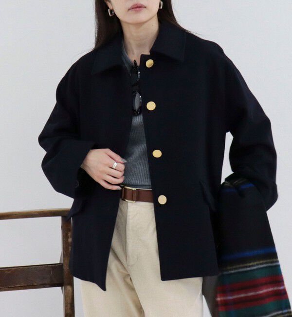 fredy emue「【Traditional WeatherWear】LINTON SHORT コート」|ダッフルコート|ネイビー