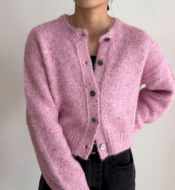 fredy emue「スパンコールニットカーディガン」|カーディガン|ピンク