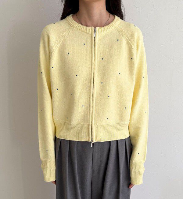 fredy emue「ハンド刺しゅうハートZIPカーディガン」|カーディガン|