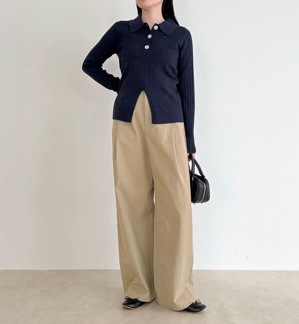 fredy emue「センタースリット衿付きプルオーバー」|ニット・セーター|