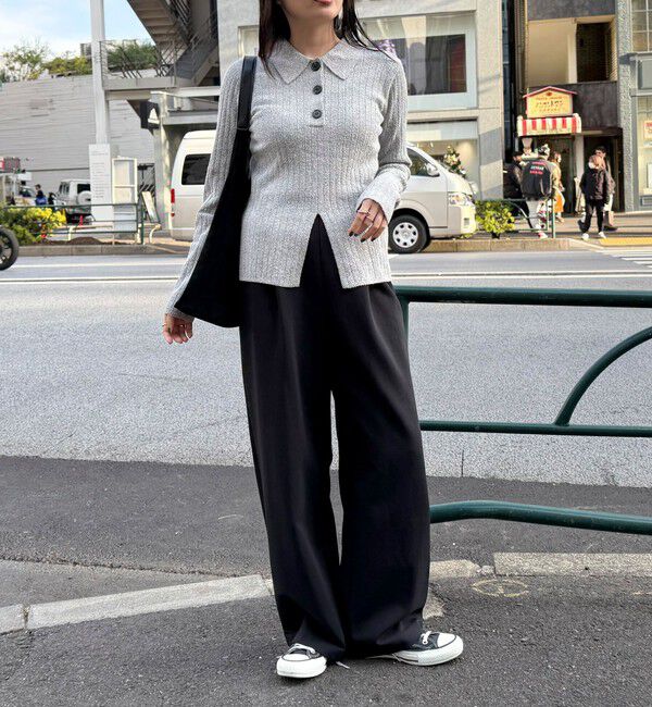 fredy emue「センタースリット衿付きプルオーバー」|ニット・セーター|