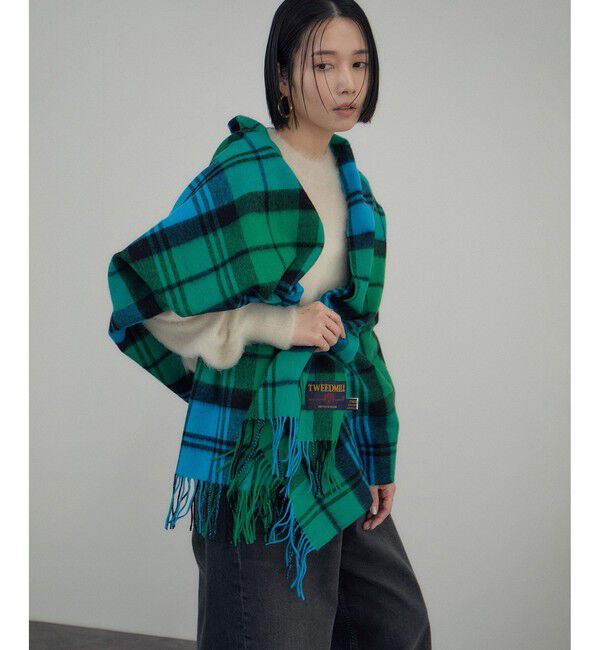 SALON adam et rope'「【TWEEDMILL（ツイードミル）】Knee Rug（大判ストール）」|マフラー|ターコイズ(49)