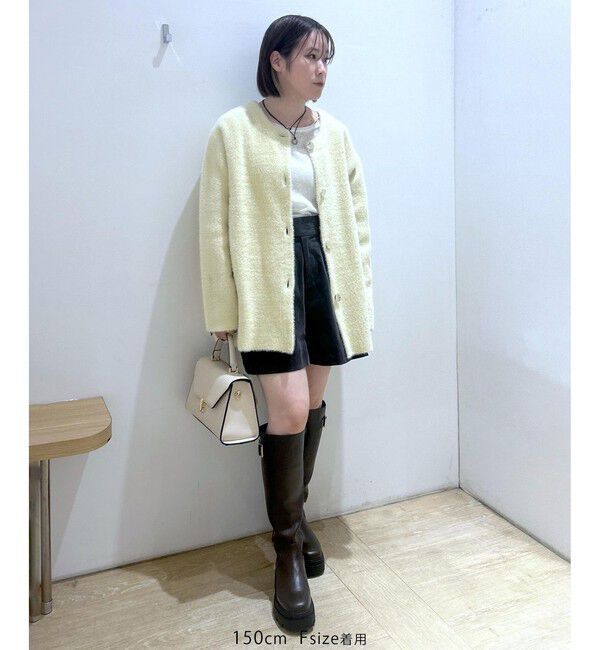 VIS「接結メタルボタンミニフェザーニットコート」|ノーカラージャケット|