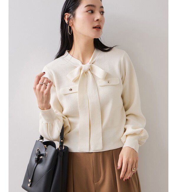 VIS「ニットリボン付きプルオーバー」|ニット・セーター|