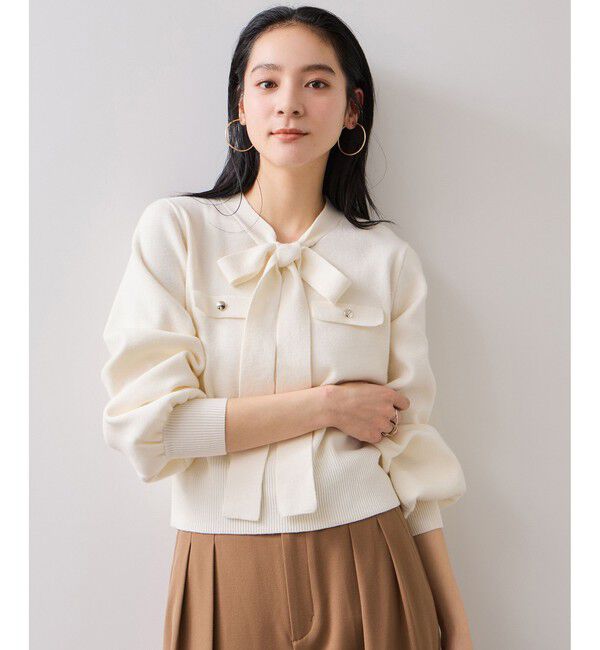 VIS「ニットリボン付きプルオーバー」|ニット・セーター|