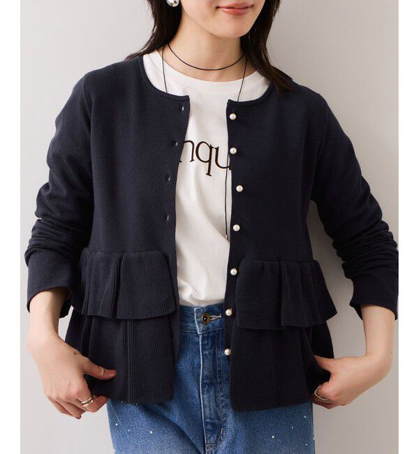 VIS「ティアードペプラムニットカーディガン」|カーディガン|