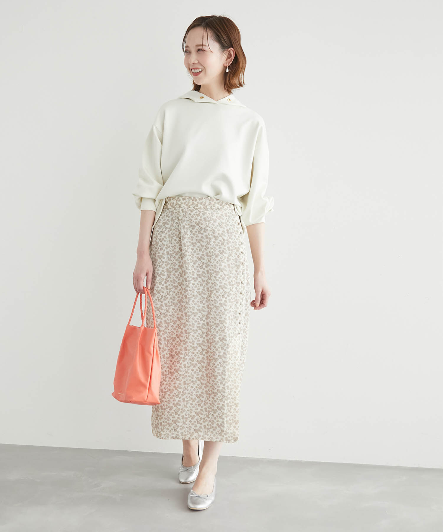 Rope&rsquo;Picnic「フラワープリントくるみ釦ラップスカート」|スカート|