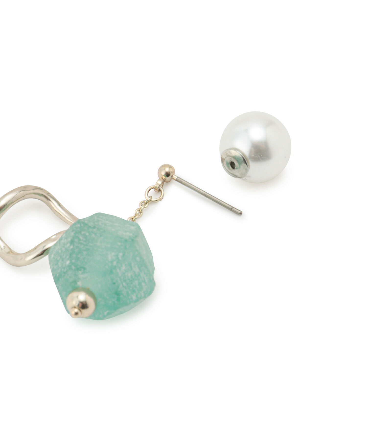 ROPE PICNIC PASSAGE「Recycle glass パールキャッチチェーンピアス」|ピアス|