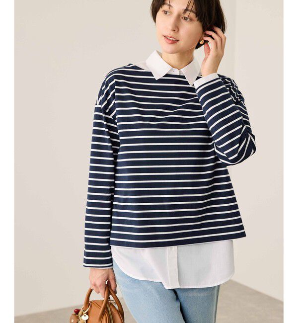 Rope&rsquo;Picnic「ボックスシルエットボーダーカットソー」|Tシャツ・カットソー|ネイビー系(41)