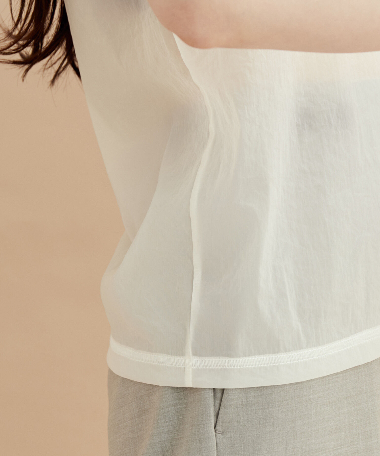 ADAM ET ROPE'「ストレッチタフタノースリーブTEE」|タンクトップ|