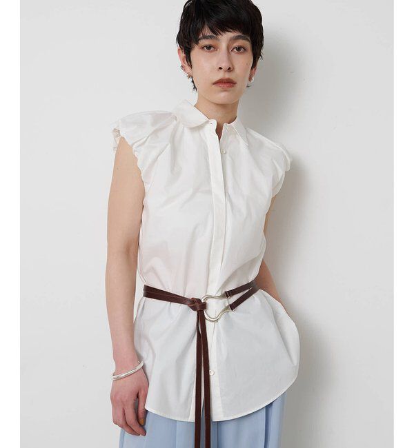 THE PAUSE「【THE PAUSE】袖ギャザーノースリーブシャツ」|シャツ・ブラウス|オフホワイト