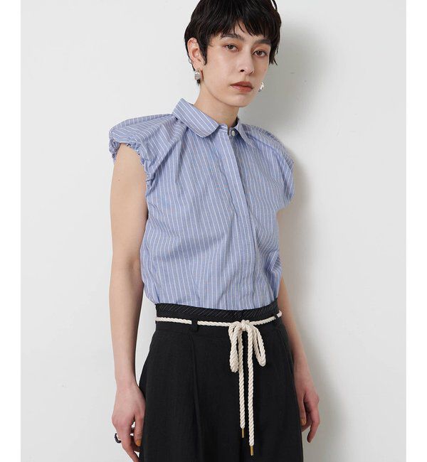 THE PAUSE「【THE PAUSE】袖ギャザーノースリーブシャツ」|シャツ・ブラウス|