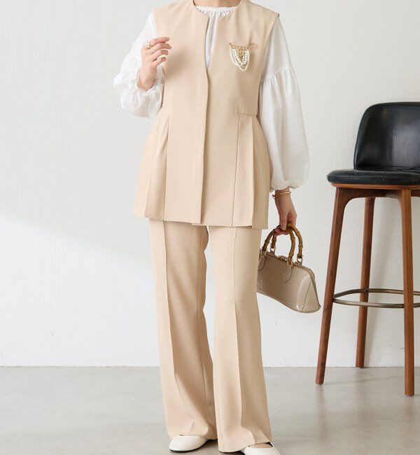  「【２サイズ展開】ツイルフレアパンツ/セットアップ/セレモニー」|チノ|