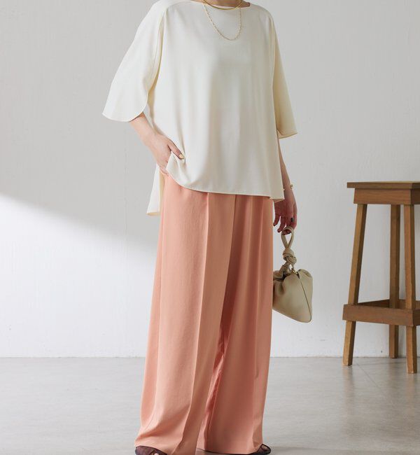  「《マイナス3kg見え/サイズ展開豊富》ジャージワイドパンツ」|スラックス|