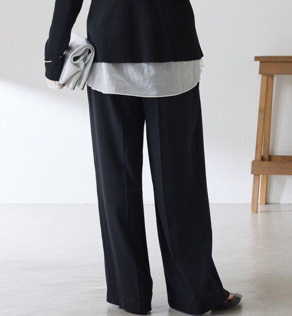  「《マイナス3kg見え/サイズ展開豊富》ジャージワイドパンツ」|スラックス|